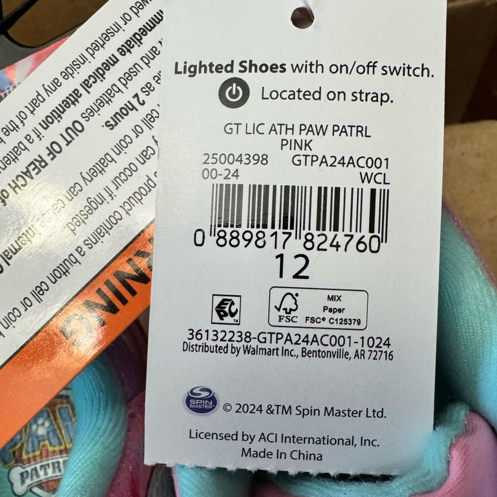 Paw Patrol Pink Glitter Kids Sneakers with Aqua Lining - Picture 5 of 5